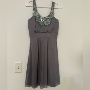 Studio Y women’s gray embellished neckline dress size M new